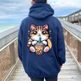 Boba Cat Drinking Boba Kitten Kawaii 日本人 男性 女性 キッズ レディース オーバーサイズ パーカー バックプリント Forest