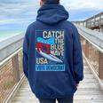 Catch The Blue Waveurfing Democrat Donkey Midterm Election レディース オーバーサイズ パーカー バックプリント Forest