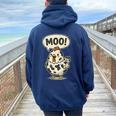 Moo 鶏 牛 農場 動物 ユーモア 男性 女性 キッズ 4 レディース オーバーサイズ パーカー バックプリント Forest