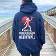 Hoops Never Underestimate A Girl Who Playing Basketball レディース オーバーサイズ パーカー バックプリント Forest