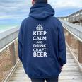 Keep Calm And Drink Craft Beer Beer Lover レディース オーバーサイズ パーカー バックプリント Forest