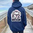 I Love My Boxer Dog Mom Dad Kawaii Dog Doodles ボクサー 犬 レディース オーバーサイズ パーカー バックプリント Forest