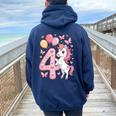 ユニコーン 4 誕生日 女の子 4 歳 馬 わたしは 4 レディース オーバーサイズ パーカー バックプリント Forest