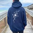 ラインアート 蘭の花 タトゥースタイル 長袖tシャツ レディース オーバーサイズ パーカー バックプリント Forest