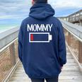 Mommy Low Battery Energy De Baja Energía Para Mamá Women Oversized Hoodie Back Print Navy Blue