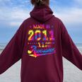 11歳男の子女の子 2011年生まれビンテージ11歳の誕生日 レディース オーバーサイズ パーカー バックプリント Maroon