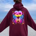 20 歳の誕生日、女の子 20 歳、蝶、数字 20 レディース オーバーサイズ パーカー バックプリント Maroon