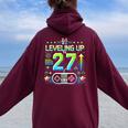 27歳の男性女性、誕生日、27歳の誕生日にプレゼント。 レディース オーバーサイズ パーカー バックプリント Maroon