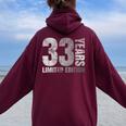 33歳 男性 ギフト 33歳の誕生日プレゼント 女性用 レディース オーバーサイズ パーカー バックプリント Maroon