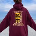 46歳 1980年5月 テディベア 46歳 誕生日 男性 女性 レディース オーバーサイズ パーカー バックプリント Maroon