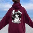 Ahegao Lewd アニメ 顔とウサギの女の子 コスチューム オタク用 レディース オーバーサイズ パーカー バックプリント Maroon