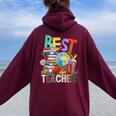 Best Teacher I Love My Teacher Ever Best Teacher レディース オーバーサイズ パーカー バックプリント Maroon