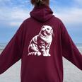Cat Dad Mom Lover – モノクロスコティッシュフォールド。 レディース オーバーサイズ パーカー バックプリント Maroon
