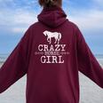 Crazy Horse Girl 、ストレスを感じたエクエストリアン愛好家へのギフト レディース オーバーサイズ パーカー バックプリント Maroon