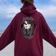 Dia De Los Muertos ハロウィン バラ メキシカンシュガースカル 女の子 レディース オーバーサイズ パーカー バックプリント Maroon