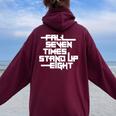 Falleven Timestand Up Eight インスピレーションスローガン レディース オーバーサイズ パーカー バックプリント Maroon