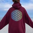 Flower Of Life 宇宙のポジティブなエネルギー フラワーオブライフ 長袖tシャツ レディース オーバーサイズ パーカー バックプリント Maroon