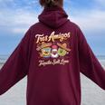 Drinking 3 Tres Amigos Tequila ソルト ライム シンコ・デ・マヨ レディース オーバーサイズ パーカー バックプリント Maroon