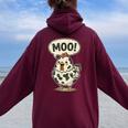 Moo 鶏 牛 農場 動物 ユーモア 男性 女性 キッズ 4 レディース オーバーサイズ パーカー バックプリント Maroon