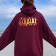 Habibi Retro 70S Typographyintage Flower Hippie Arabic レディース オーバーサイズ パーカー バックプリント Maroon