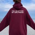 I'm Alut For My Girlfriend Y2k カップル 風刺殺 レディース オーバーサイズ パーカー バックプリント Maroon