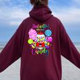 Just A Girl Who Loves Candy、レインボースイーツテスターギフト レディース オーバーサイズ パーカー バックプリント Maroon