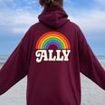 Lgbtq Ally Pocket Retrointage Gay Pride Lgbt Rainbow Flag レディース オーバーサイズ パーカー バックプリント Maroon