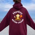 Monkey Never Cramp Eat A Banana Basketball レディース オーバーサイズ パーカー バックプリント Maroon