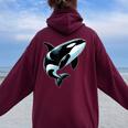 Orca シャツ オーシャン シャチ 恋人 男性 男の子 女の子 キッズ シャチ レディース オーバーサイズ パーカー バックプリント Maroon
