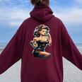 Pinup Girl ジュークボックス レコード音楽プレーヤー ヴィンテージ レディース オーバーサイズ パーカー バックプリント Maroon
