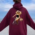 Pinup Girl 自転車 乗馬 サイクリスト ヴィンテージ レディース オーバーサイズ パーカー バックプリント Maroon