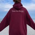 Times New Roman、1929年設立、フォント書体テキストタイポグラフィ レディース オーバーサイズ パーカー バックプリント Maroon