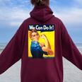 「We Can Do It」ポスター ロージー The Riveter Girl Power」 レディース オーバーサイズ パーカー バックプリント Maroon