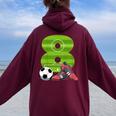 キッズ エイトバースデーサッカー 8歳の男の子 女の子 レディース オーバーサイズ パーカー バックプリント Maroon