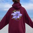 クレマチス 花 ボタニカル パープル フラワー レディース オーバーサイズ パーカー バックプリント Maroon