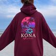 コナ ハワイ ハワイアン ハイビスカス 花 サーファー お土産 レディース オーバーサイズ パーカー バックプリント Maroon