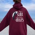 シャチが大好きな女の子 レディース オーバーサイズ パーカー バックプリント Maroon