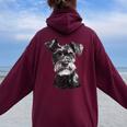 シュナウザー 顔 かわいい 犬好き 男性 女性 黒 白 レディース オーバーサイズ パーカー バックプリント Maroon