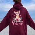 チワワの所有者のためのかわいいチワワのママサングラスの花 レディース オーバーサイズ パーカー バックプリント Maroon