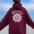 バック プリントを見る Idle Fury Mandala 白いマンダラ タトゥー アート レディース オーバーサイズ パーカー バックプリント Maroon