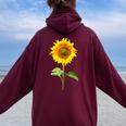 ヒマワリ 夏 花 庭 自然 レディース オーバーサイズ パーカー バックプリント Maroon