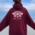 ピンクの蓮の花 曼荼羅 レディース オーバーサイズ パーカー バックプリント Maroon