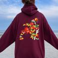 メープルの葉 秋 紅葉 日本美術 花の絵 花 日本画 新版画 レディース オーバーサイズ パーカー バックプリント Maroon