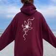 ラインアート 蘭の花 タトゥースタイル 長袖tシャツ レディース オーバーサイズ パーカー バックプリント Maroon