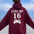 レベルアップ 16歳 誕生日プレゼント 男の子 女の子 レディース オーバーサイズ パーカー バックプリント Maroon