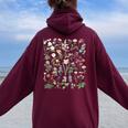 ヴィンテージ 花 ボタニカル イラスト チャート 植物 レディース オーバーサイズ パーカー バックプリント Maroon