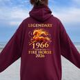 伝説の1966年 火の馬の年 60歳の誕生日 男性 女性 レディース オーバーサイズ パーカー バックプリント Maroon
