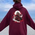 女の子 刀 刀 侍 ヴィンテージ 戦闘機 レトロ デザイン レディース オーバーサイズ パーカー バックプリント Maroon