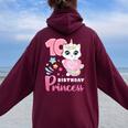 女の子、10歳の誕生日、ユニコーンキャット、ナンバー10 レディース オーバーサイズ パーカー バックプリント Maroon