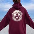 女性と男性のためのグレート ピレニーズ犬の顔のアート デザイン レディース オーバーサイズ パーカー バックプリント Maroon